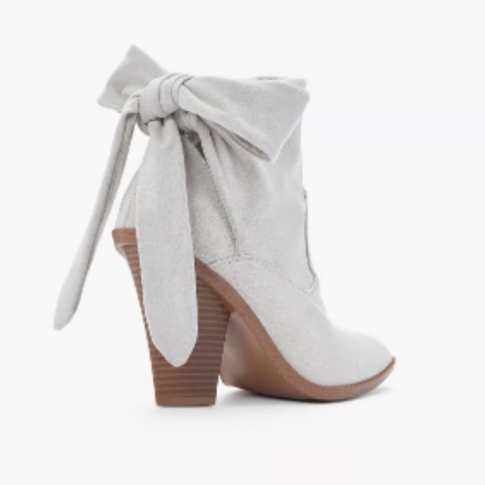 Brand new JustFab Mattie back tie booties in the color vapor blue. (SOLD OUT)